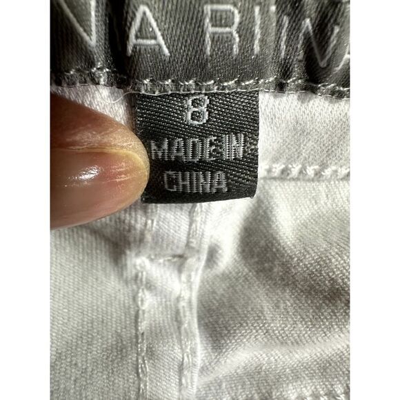 VIA RITINA Women's Tiered Frayed Hem Cropped Jeans White Size 8 - Picture 7 of 9